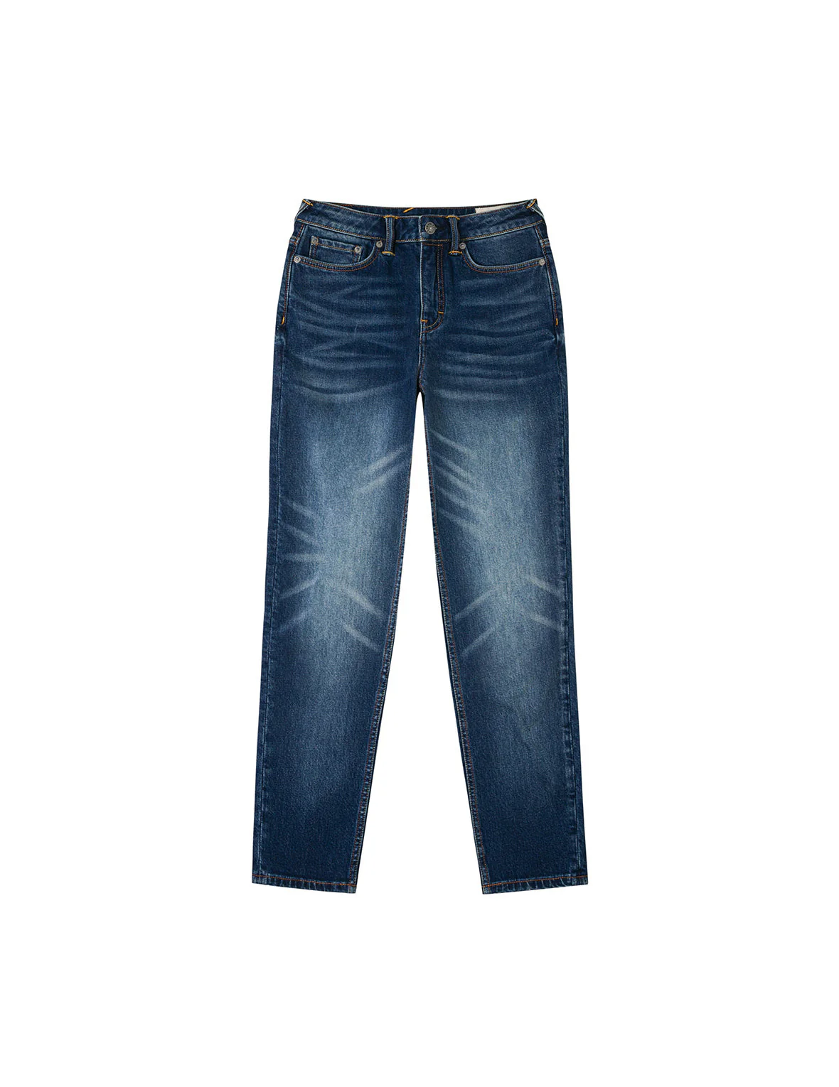 Hollow Fuzzy Cat and Seagull Embroidery Relax Fit Jeans