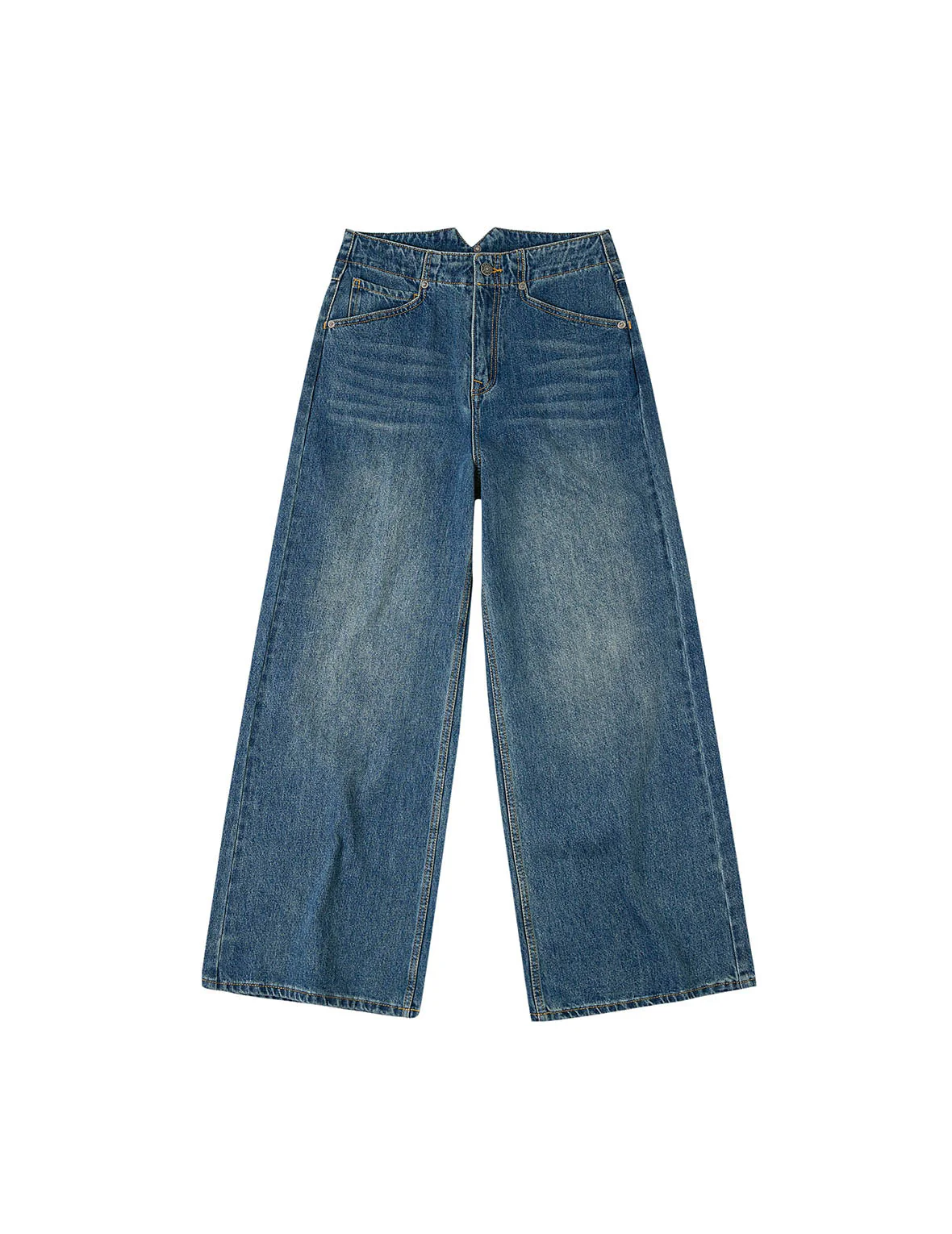 Seagull Print Wide-Leg Jeans