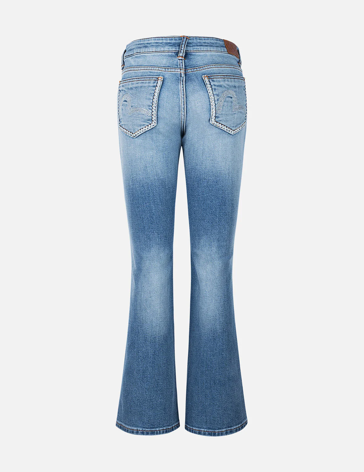 Washed Seagull and Totem Embroidery Bootcut Jeans