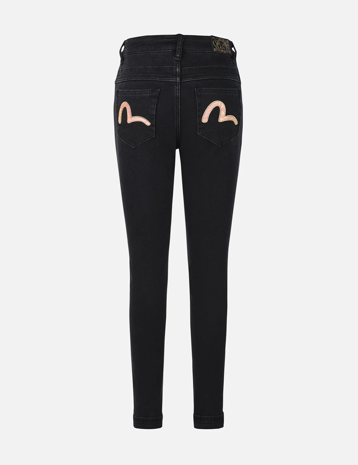 Brocade Inserted Seagull Skinny Jeans