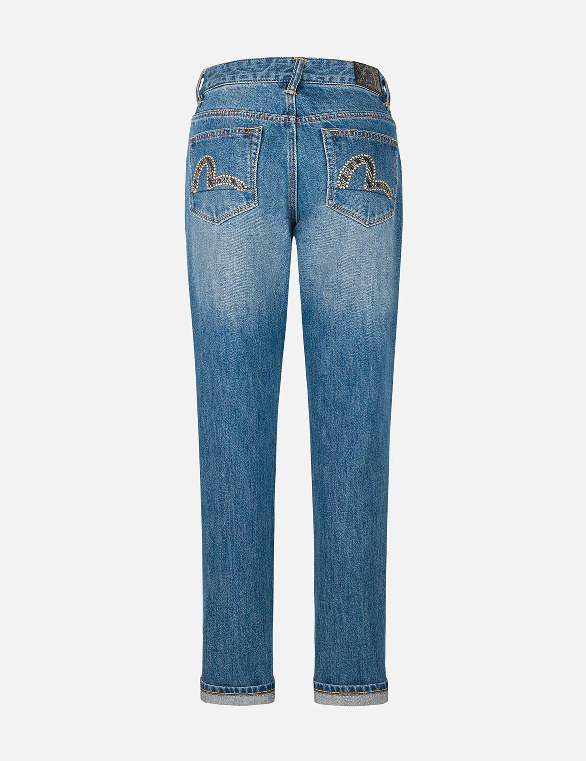Washed Seagull Stud Straight Fit Jeans