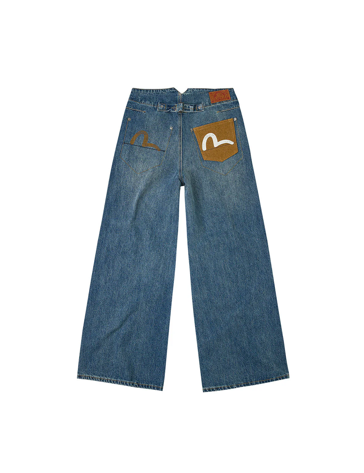 Seagull Print Wide-Leg Jeans