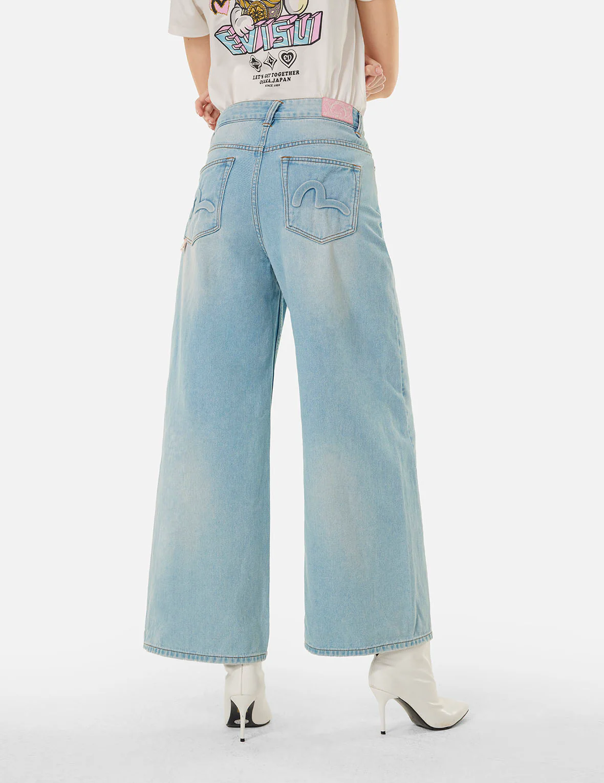 Seagull Embossed Baggy Jeans
