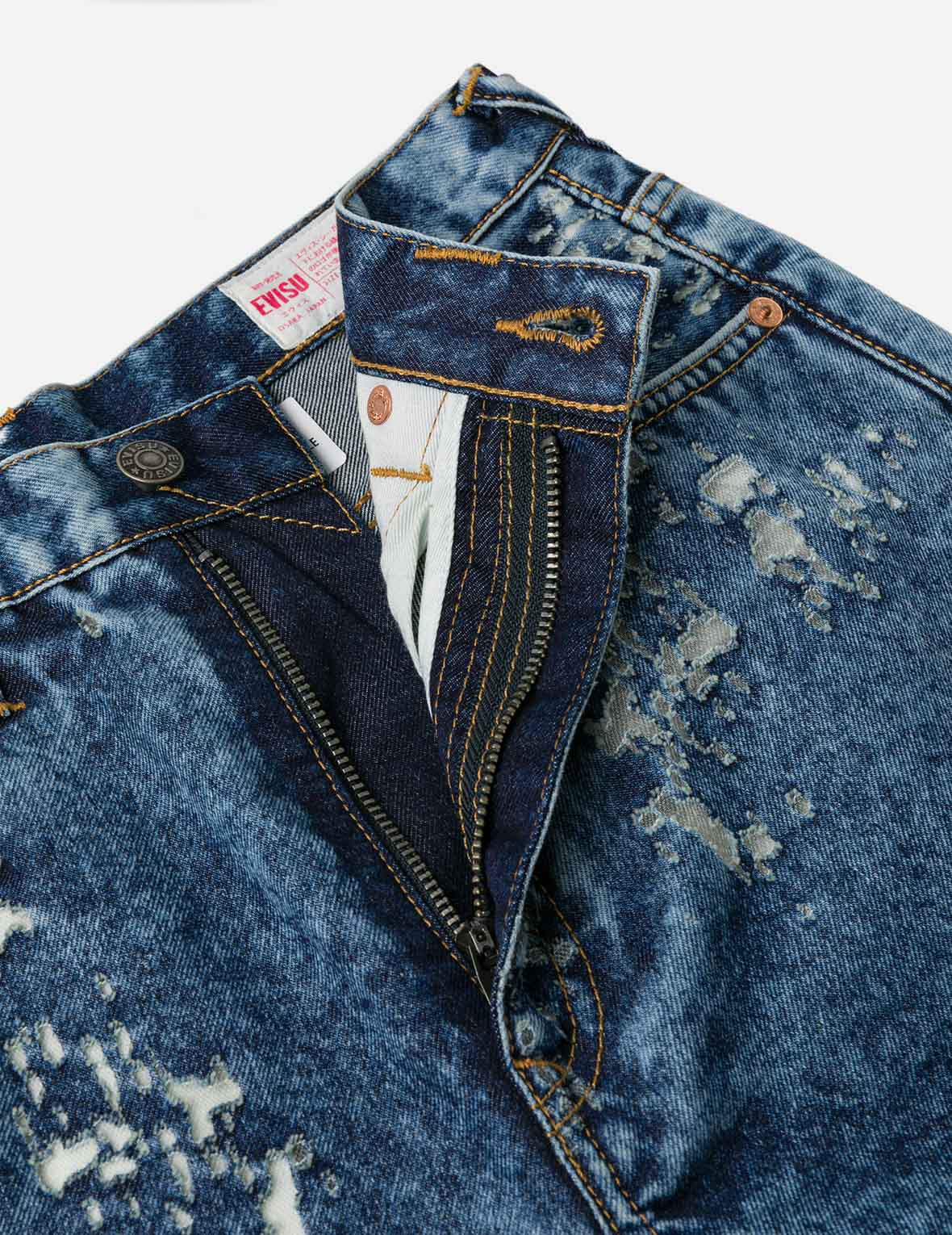 Seagull Embroidery Fashion Fit Burn-Out Fashion Fit Jeans