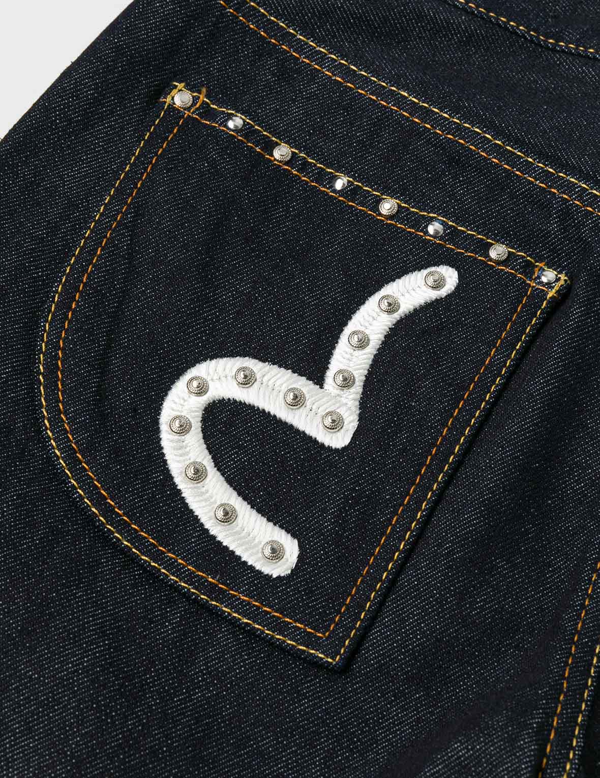 Seagull Embroidery with Metal Studs Relax Fit Jeans