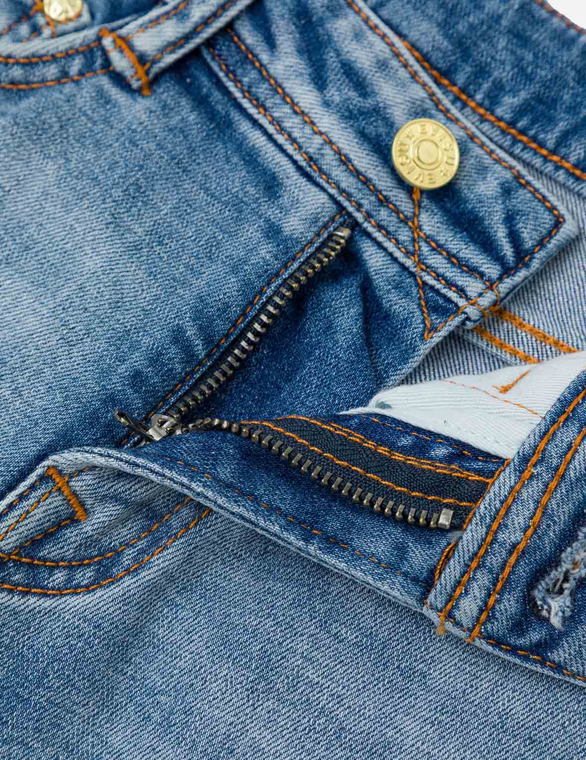 Washed Seagull and Totem Embroidery Bootcut Jeans