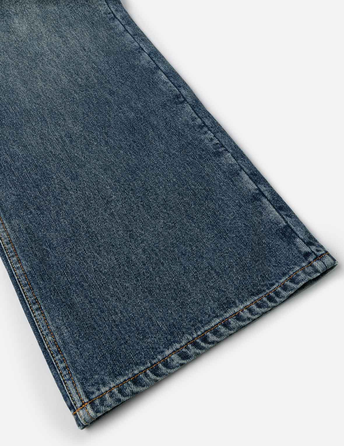 Brocade Pocket and Seagull Appliqué Straight Fit Denim Jeans