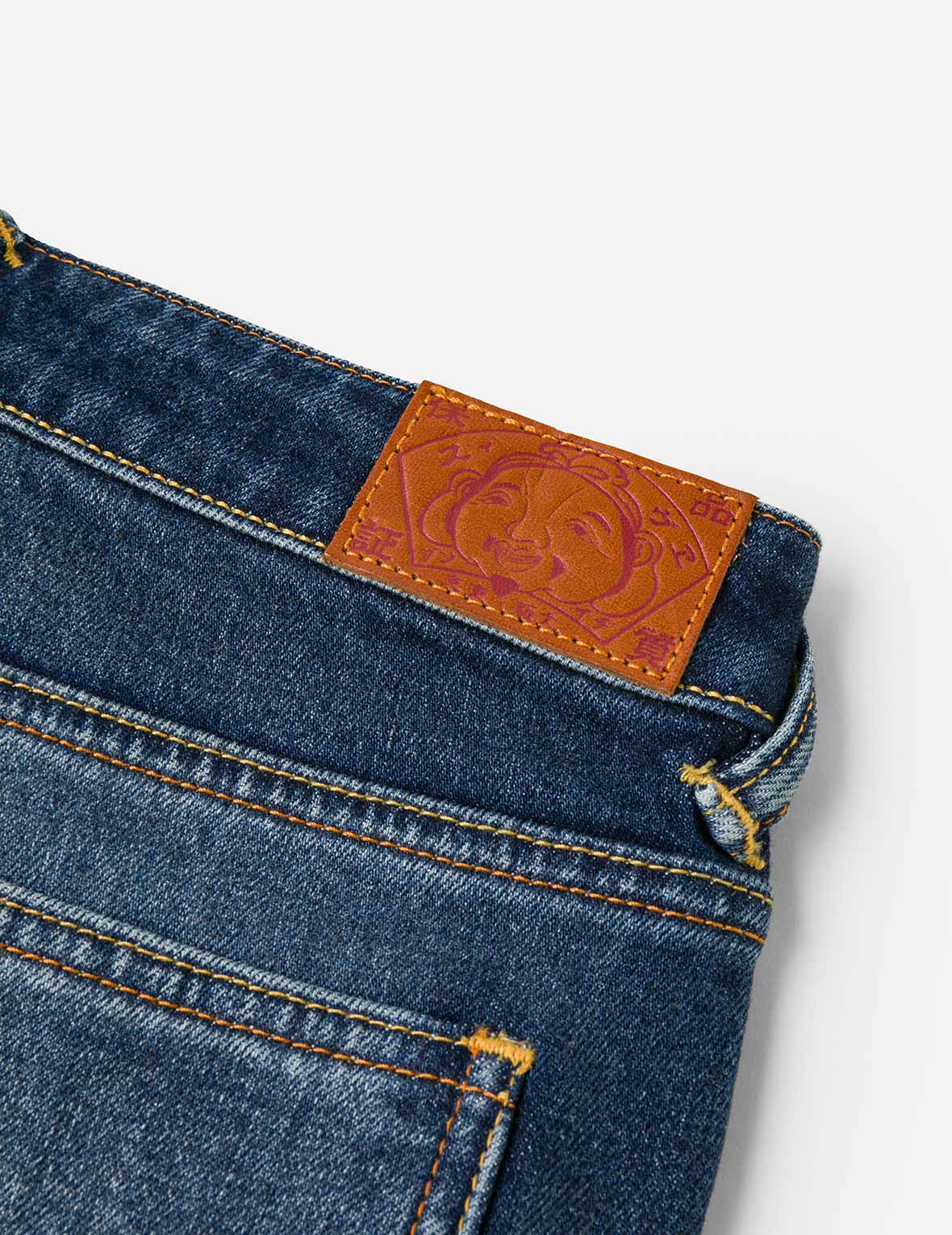 Hollow Fuzzy Cat and Seagull Embroidery Relax Fit Jeans