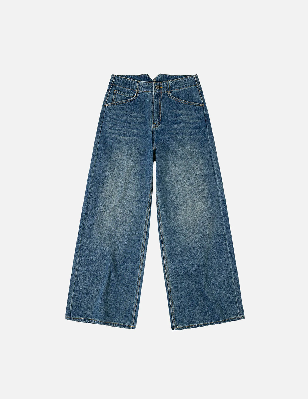 Seagull Print Wide-Leg Jeans