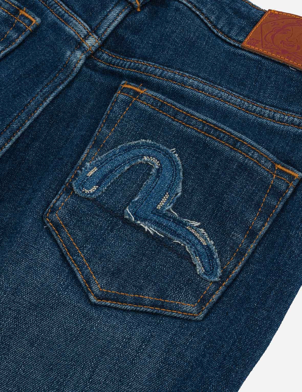 Seagull Appliqué Embroidery Skinny Jeans