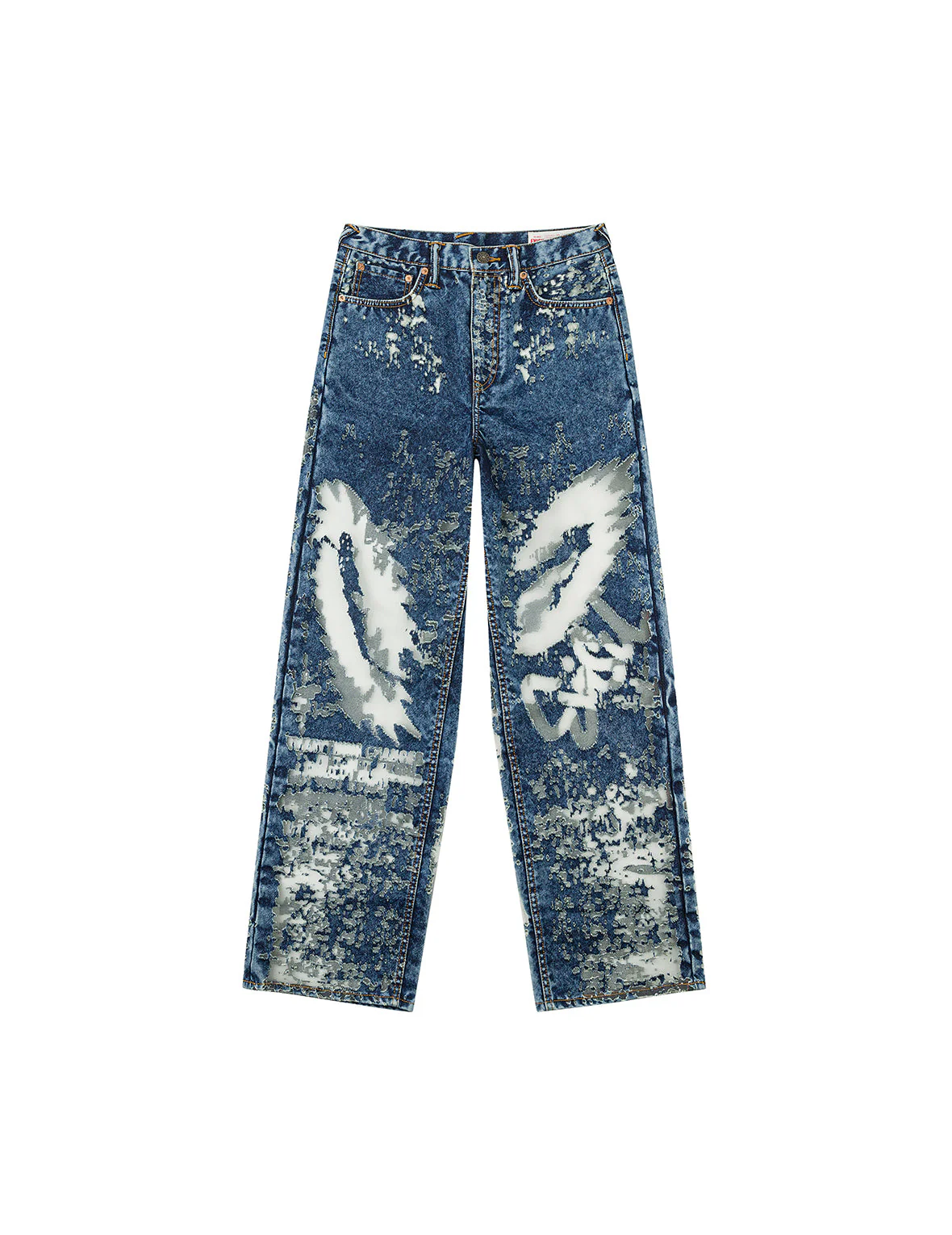 Seagull Embroidery Fashion Fit Burn-Out Fashion Fit Jeans