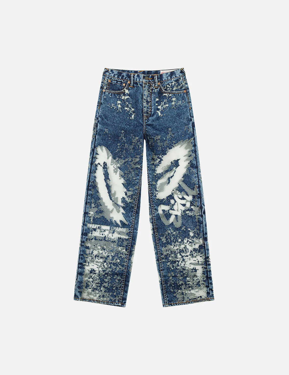 Seagull Embroidery Fashion Fit Burn-Out Fashion Fit Jeans