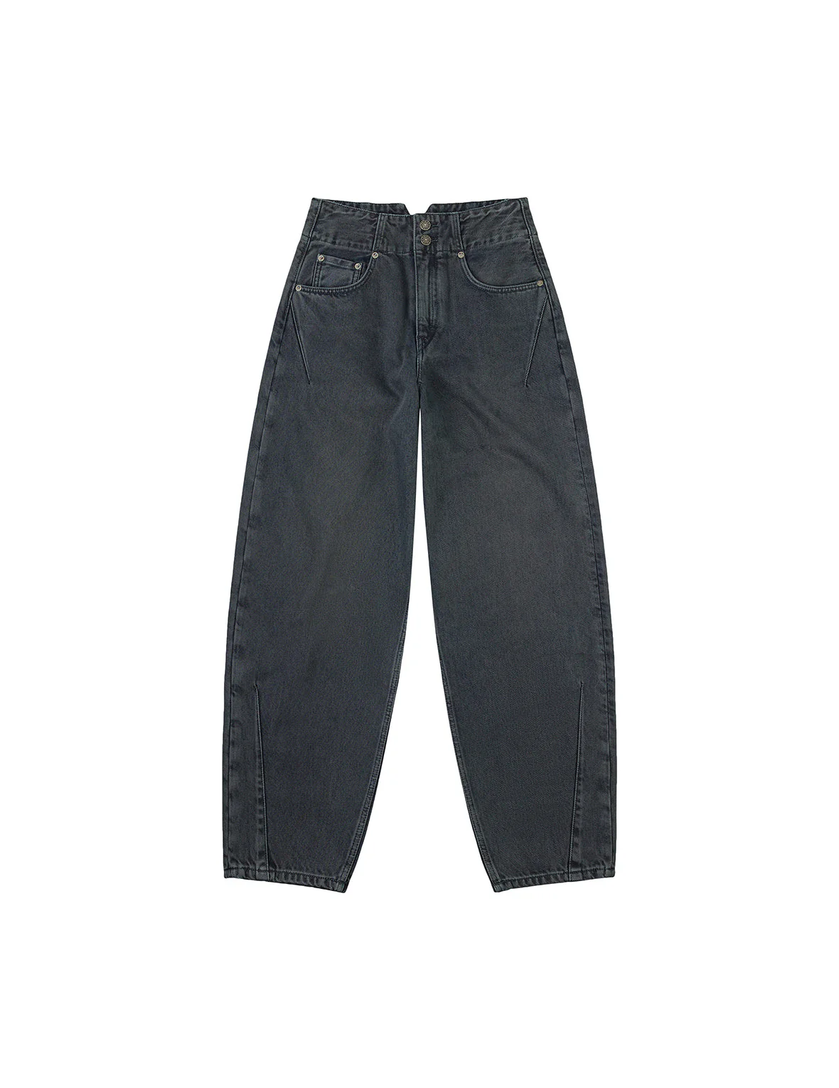 Distressed Kamon Appliqué Embroidery Balloon Fit Jeans