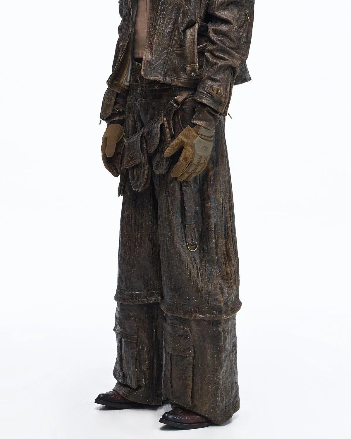 Personsoul Waxed Vintage Double-Waist Cargo Pants(Limited  100 pieces)