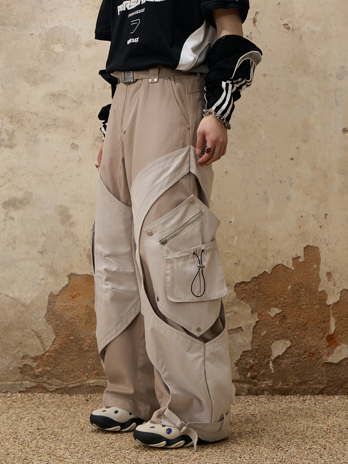 Personsoul Irregular Structured Pants