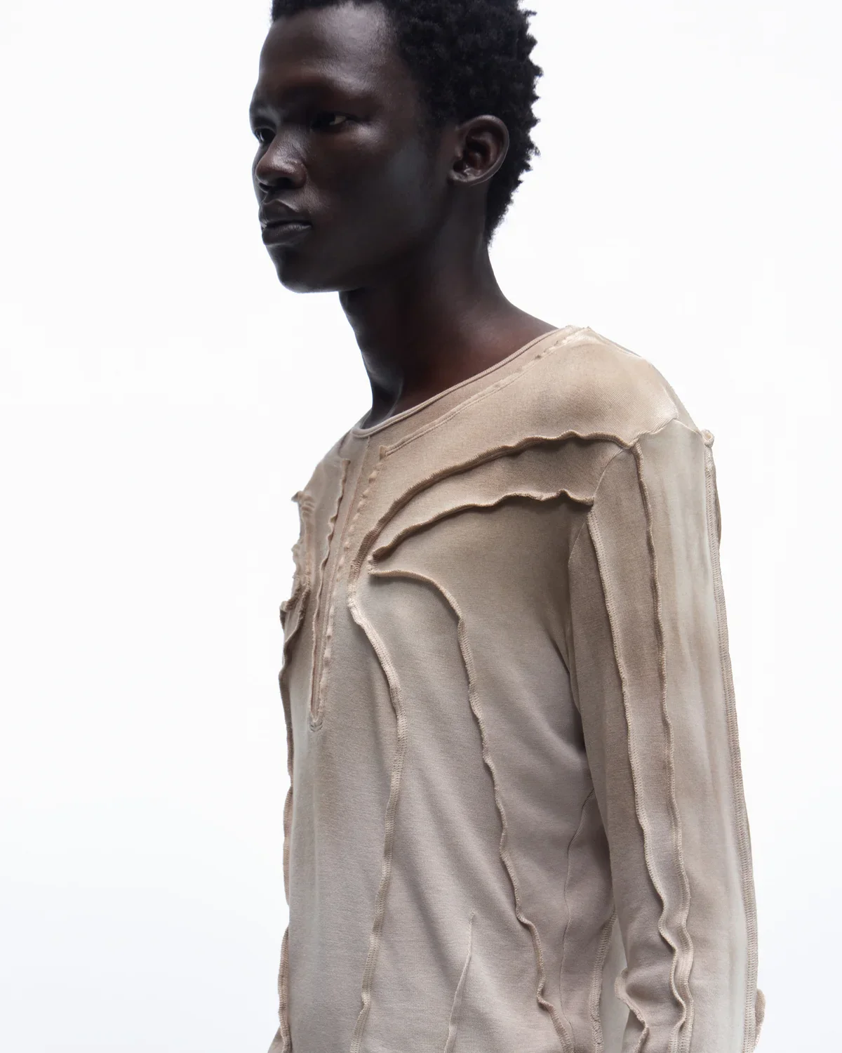 Personsoul Contrast Stitch Long Sleeve Top