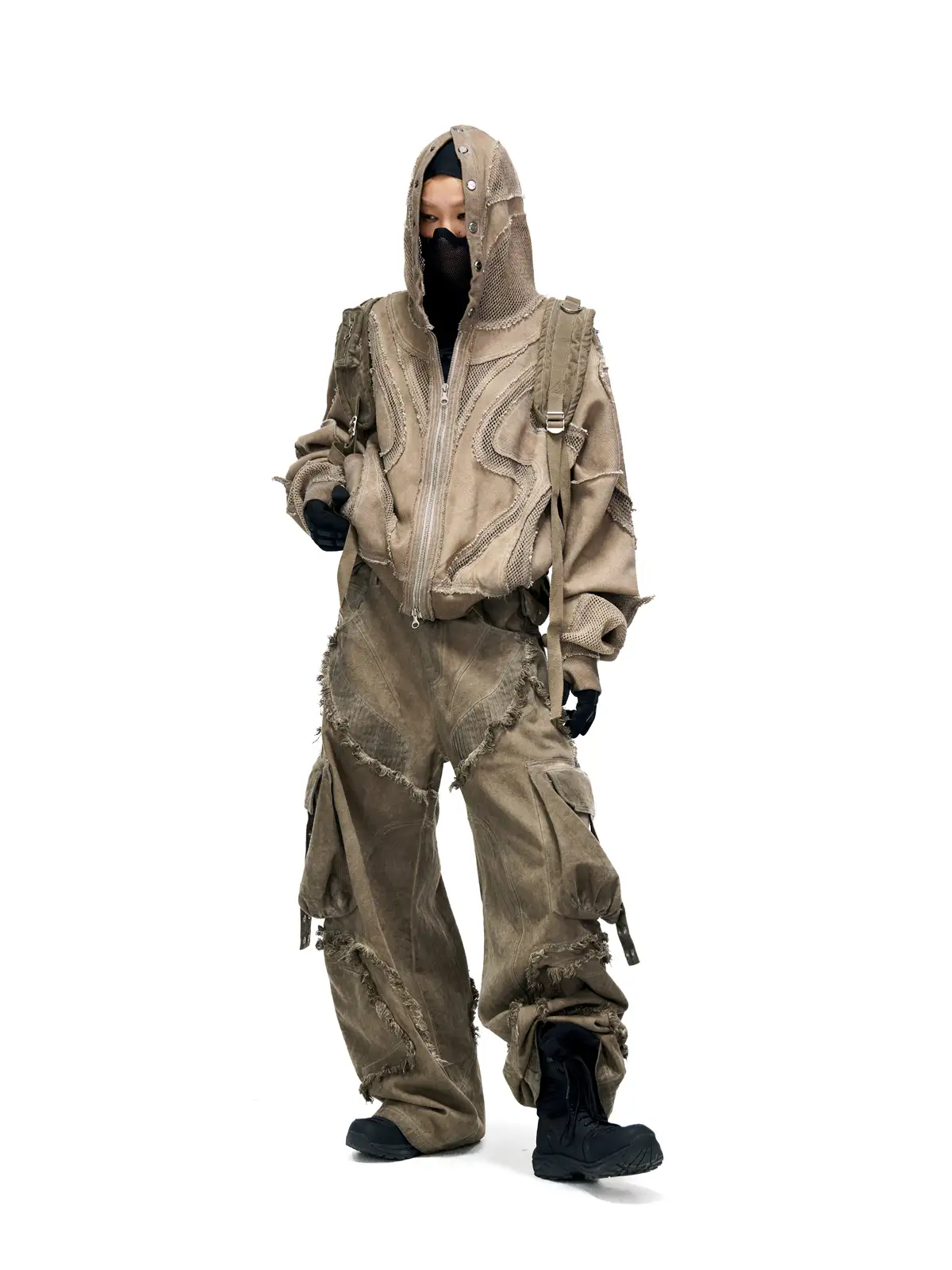 Personsoul Sand Dirty Dye Zip-Up Hoodie