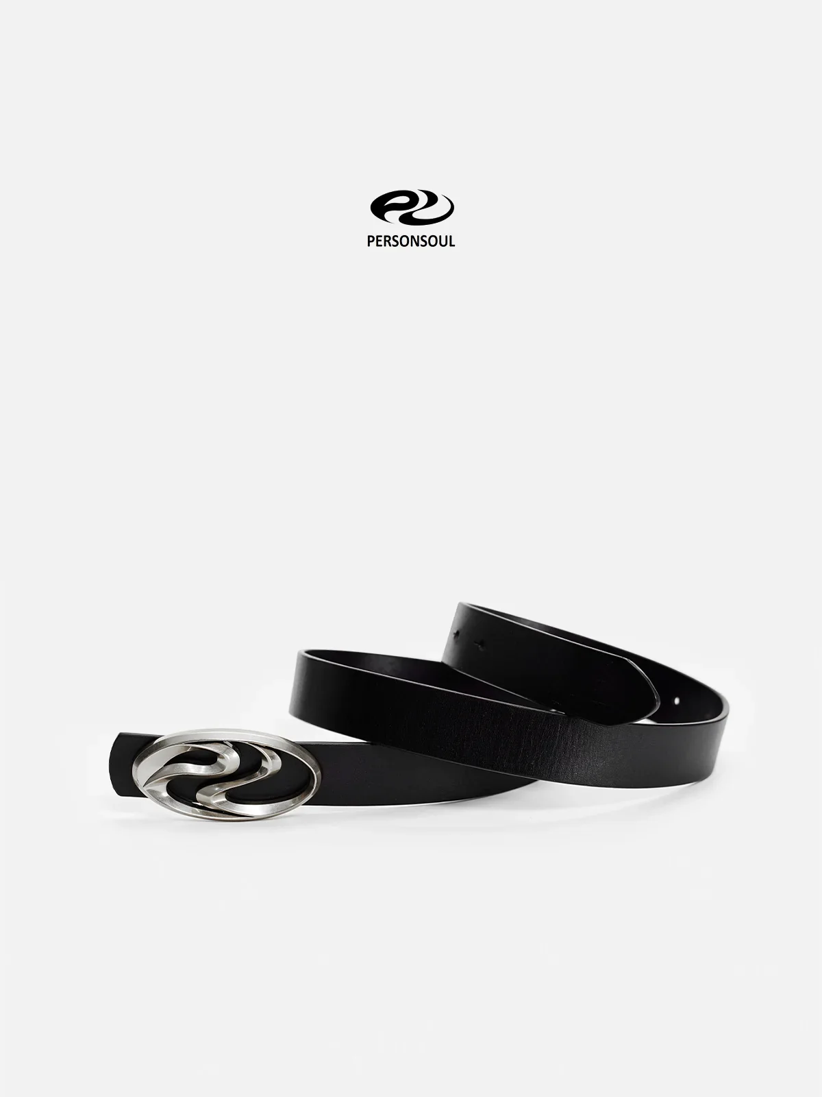 Personsoul Logo Silver-Plated Leather Belt