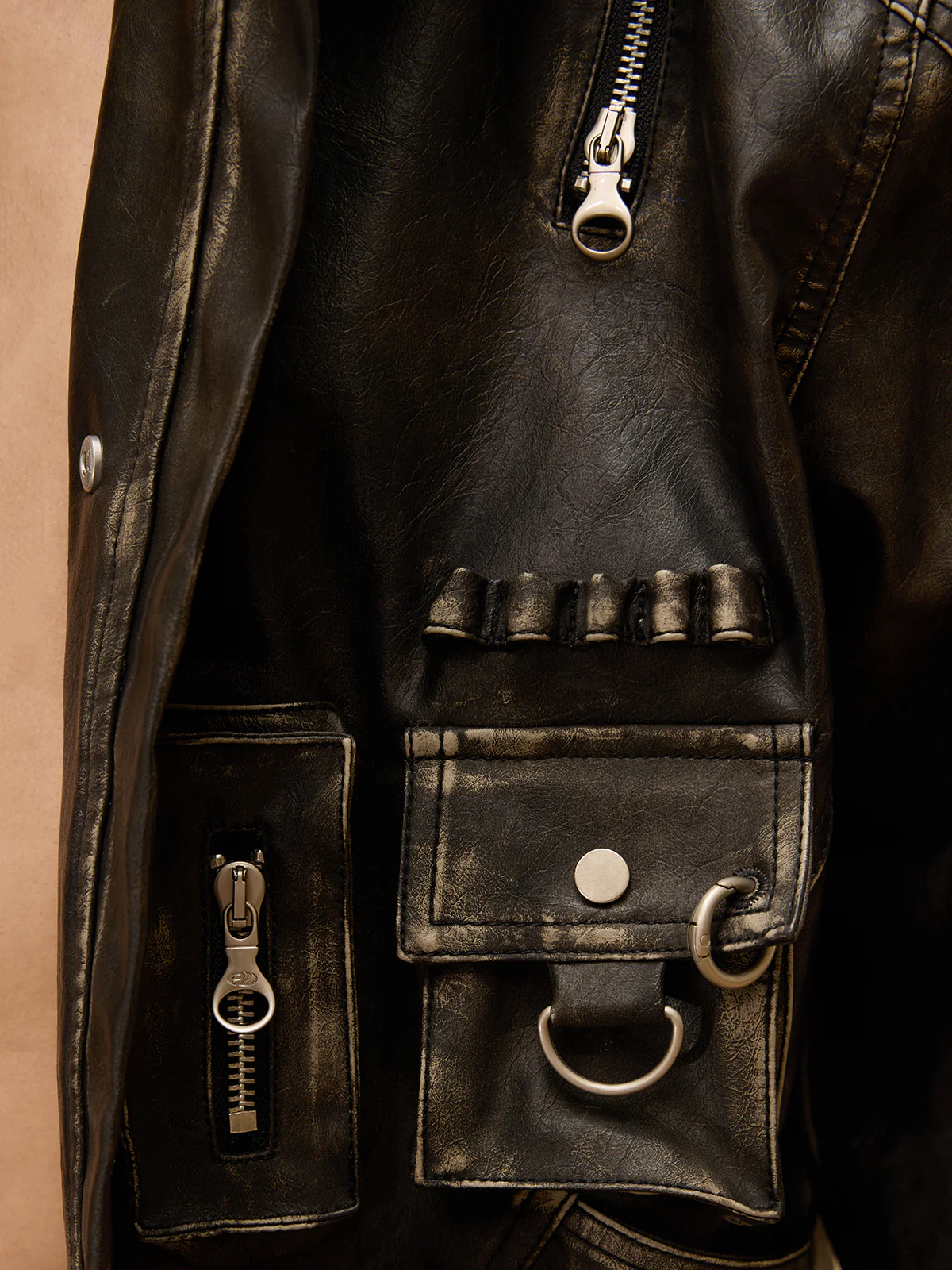 Personsoul Vintage Brush Leather Jacket