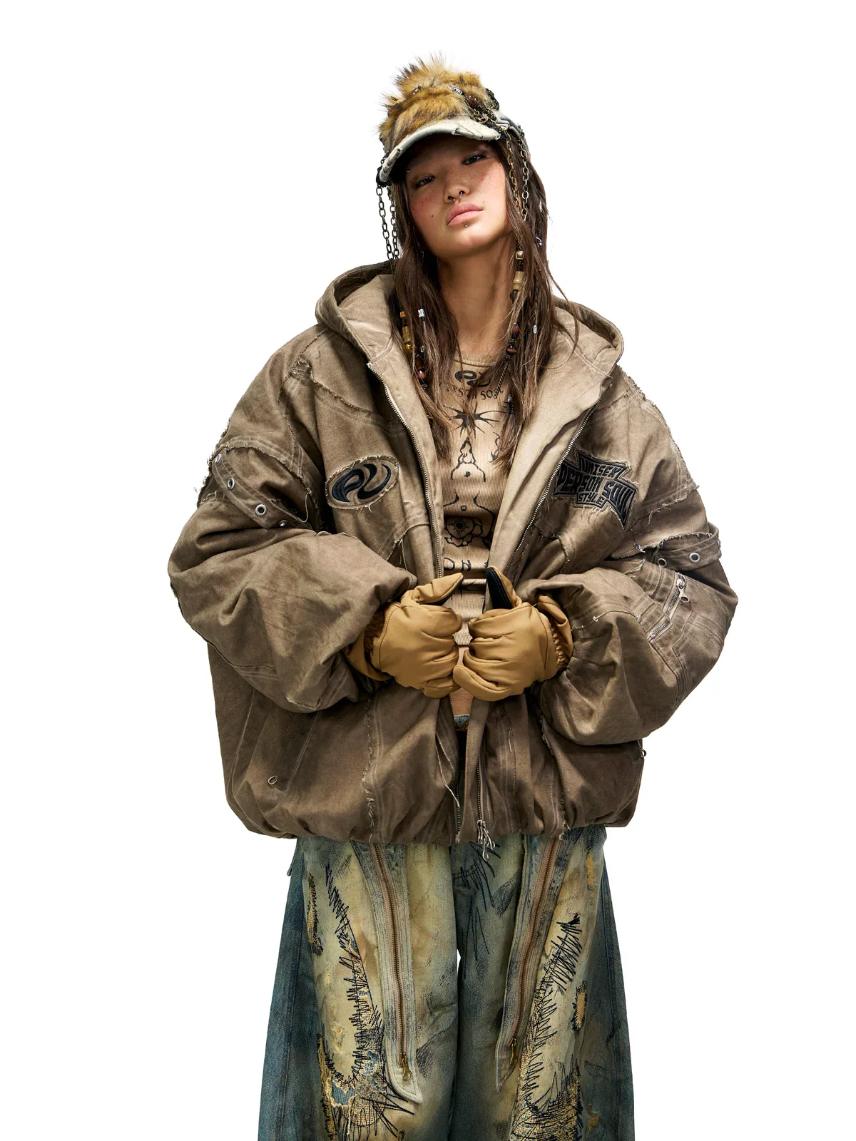 Personsoul Hand Brushed Stain Cotton Jacket