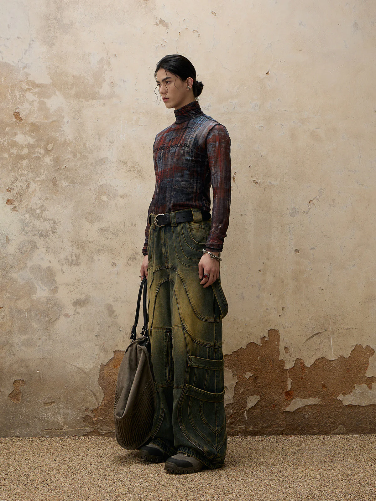 Personsoul Flower Fade Wash Denim Jeans