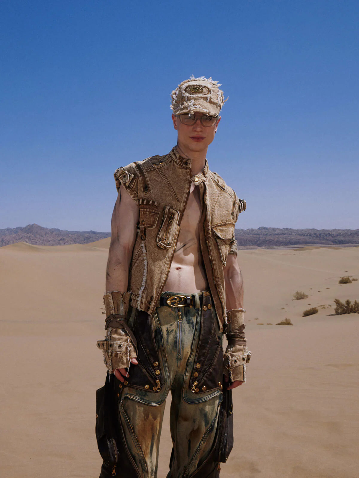 Personsoul Tactical Structure Denim Sleeveless Vest