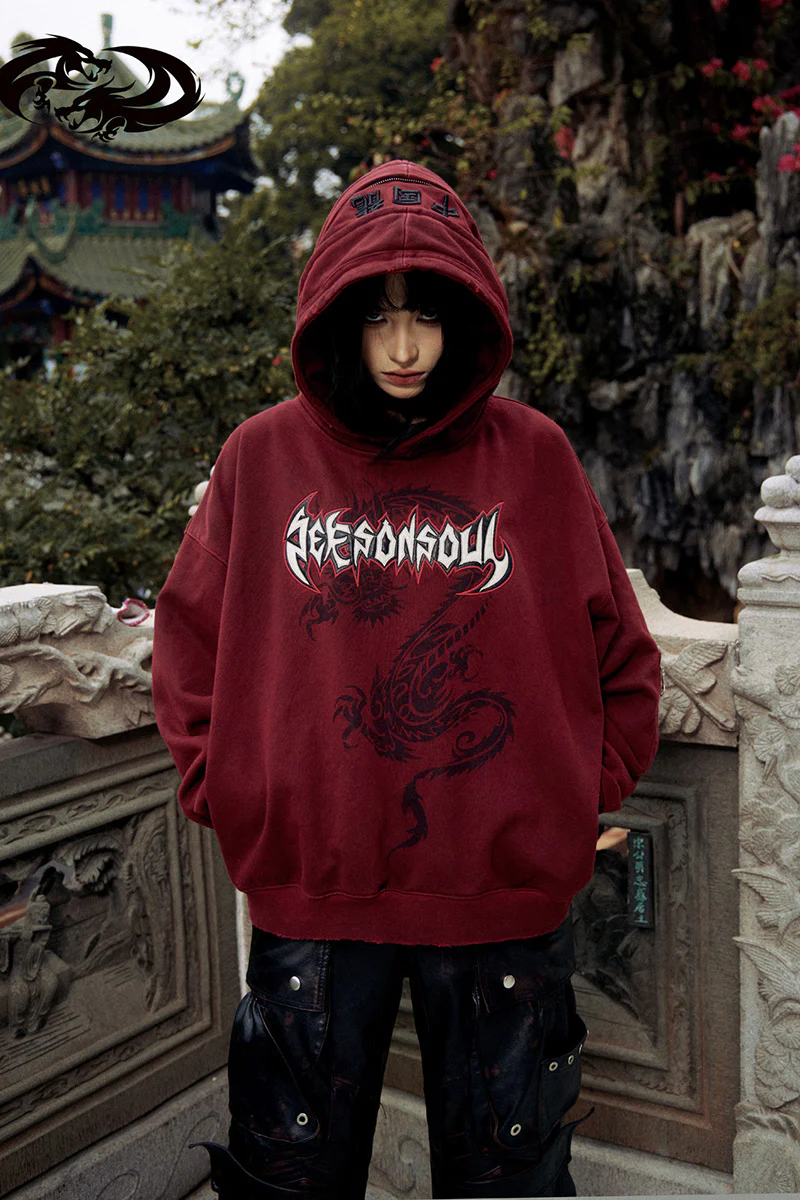 Personsoul Dragon Graphic Print Hoodie
