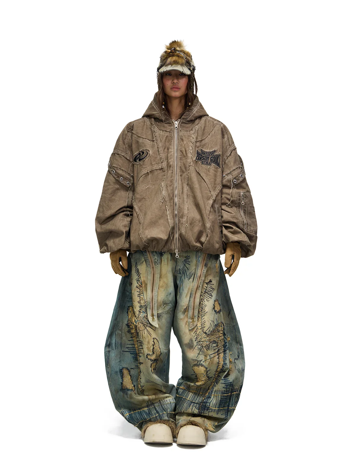 Personsoul Hand Brushed Stain Cotton Jacket