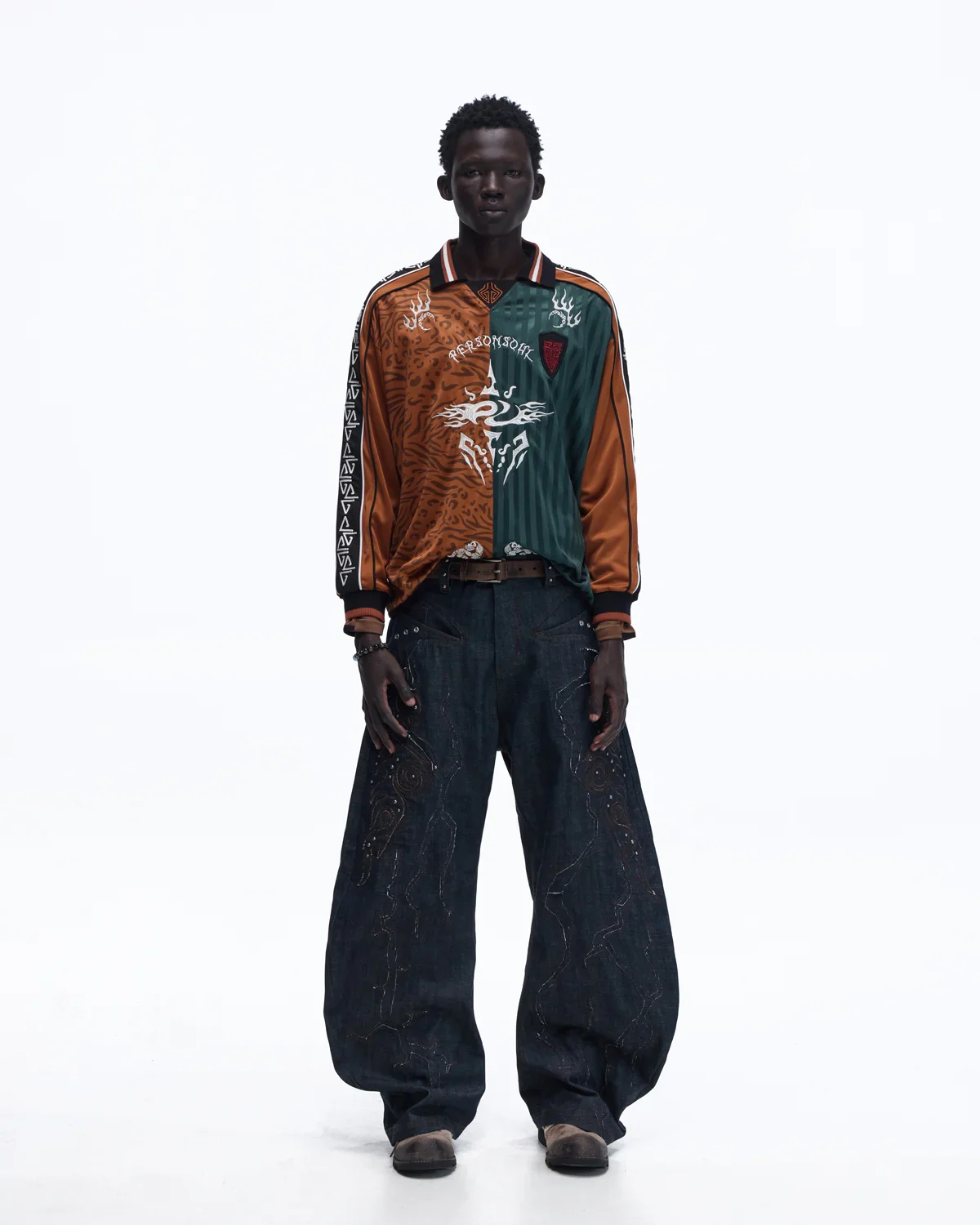 Personsoul Tribal-Animal Print Patchwork Shirt