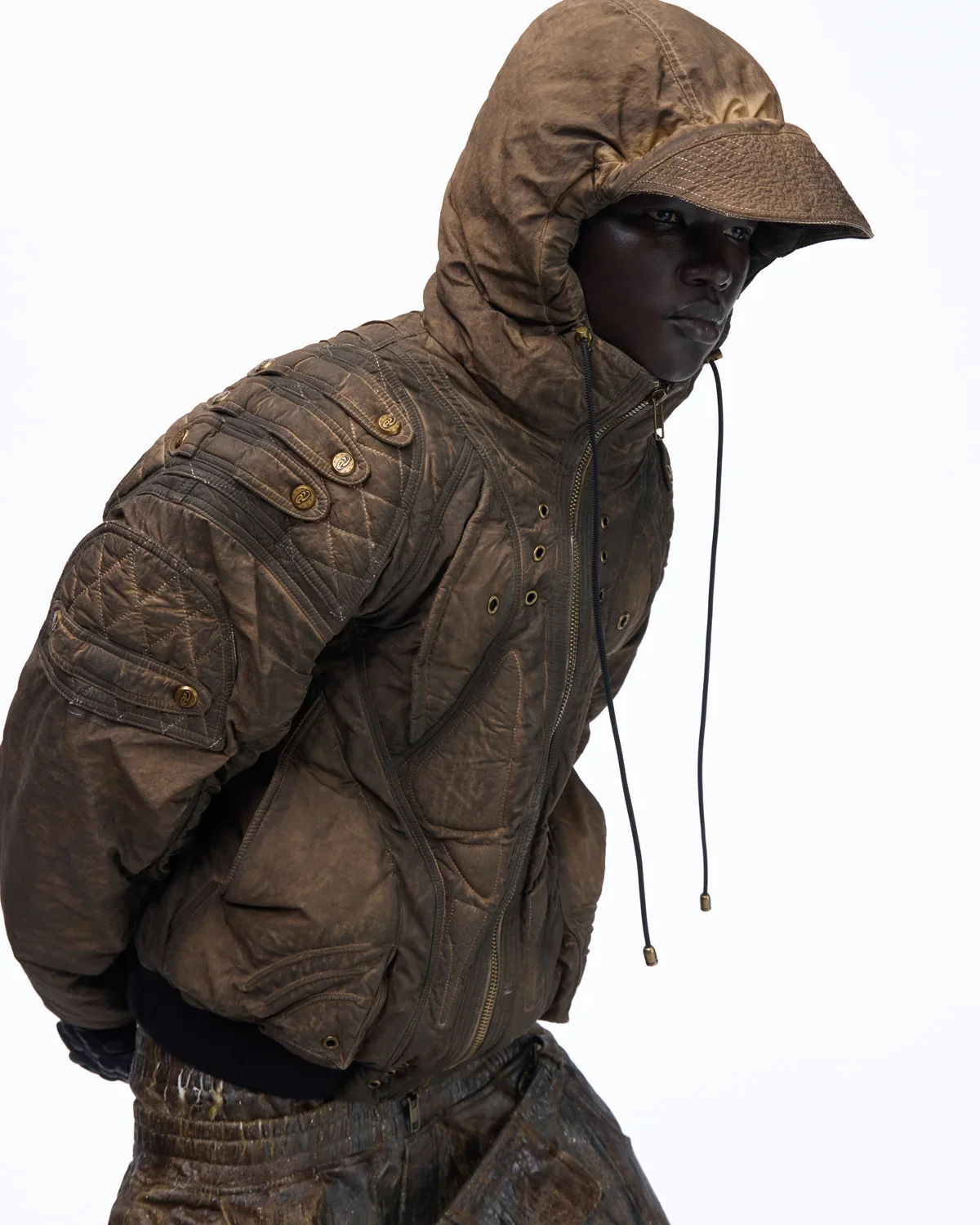 Personsoul Dark Brown Insulated Hooded Coat