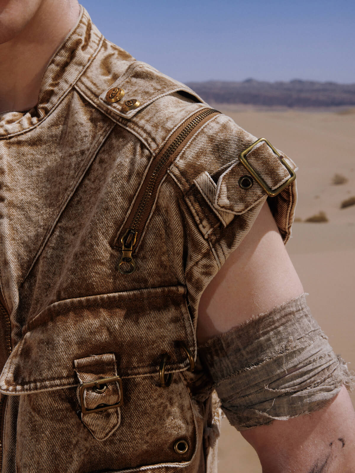 Personsoul Tactical Structure Denim Sleeveless Vest