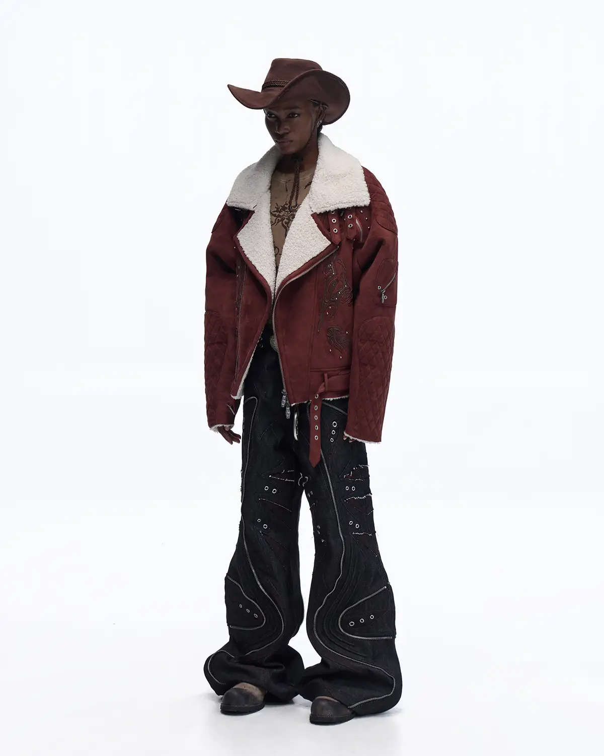 Personsoul Lightning Totem Stand Collar Jacket