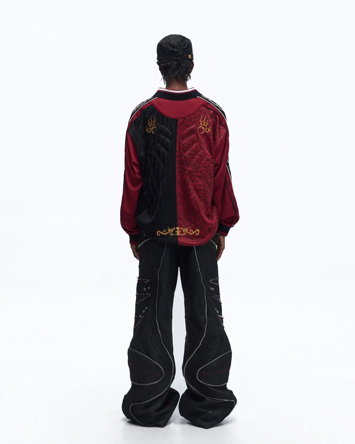 Personsoul Tribal-Animal Print Patchwork Shirt In Red