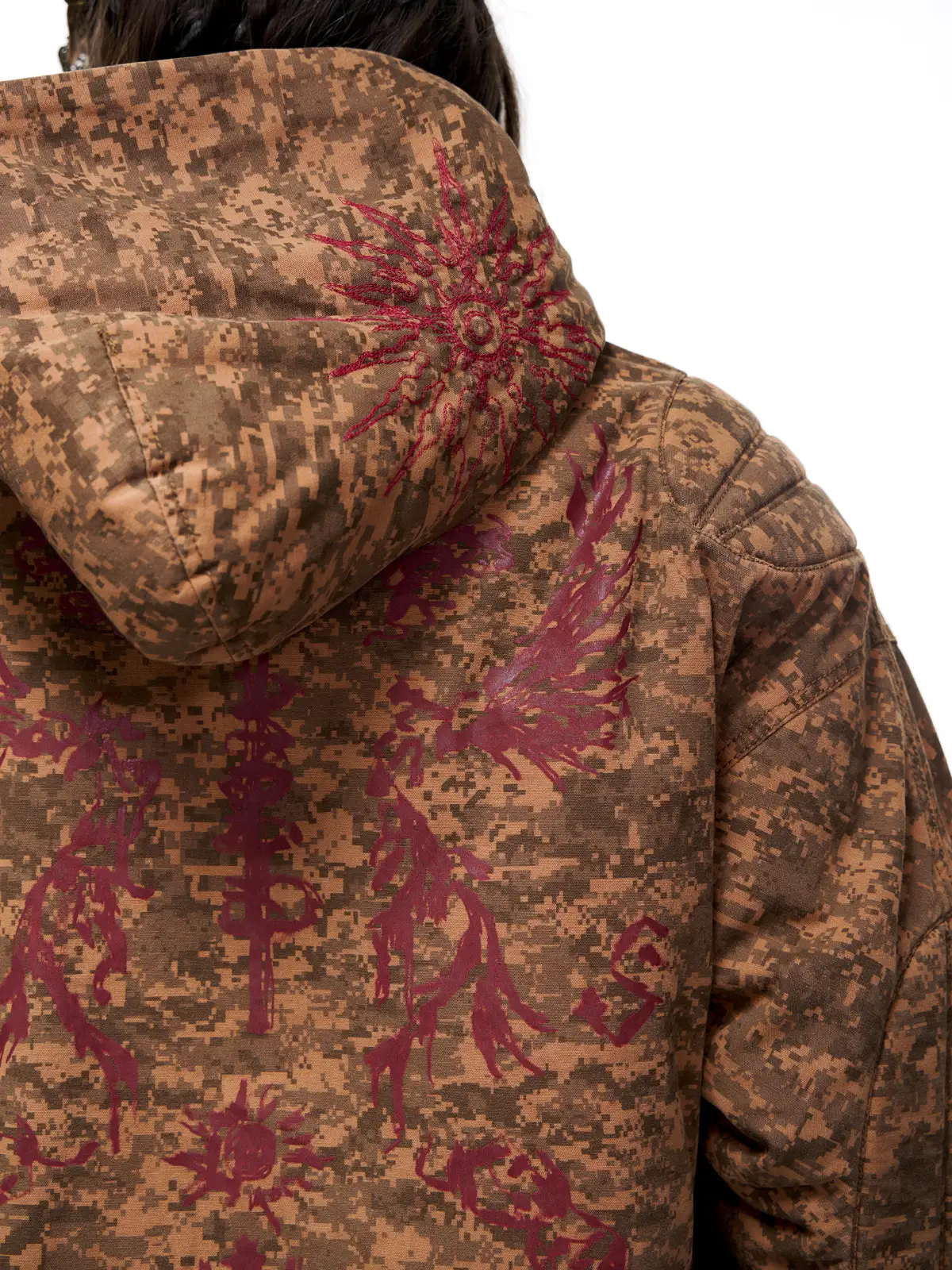 Personsoul Camouflage Totem Cotton Hoodie