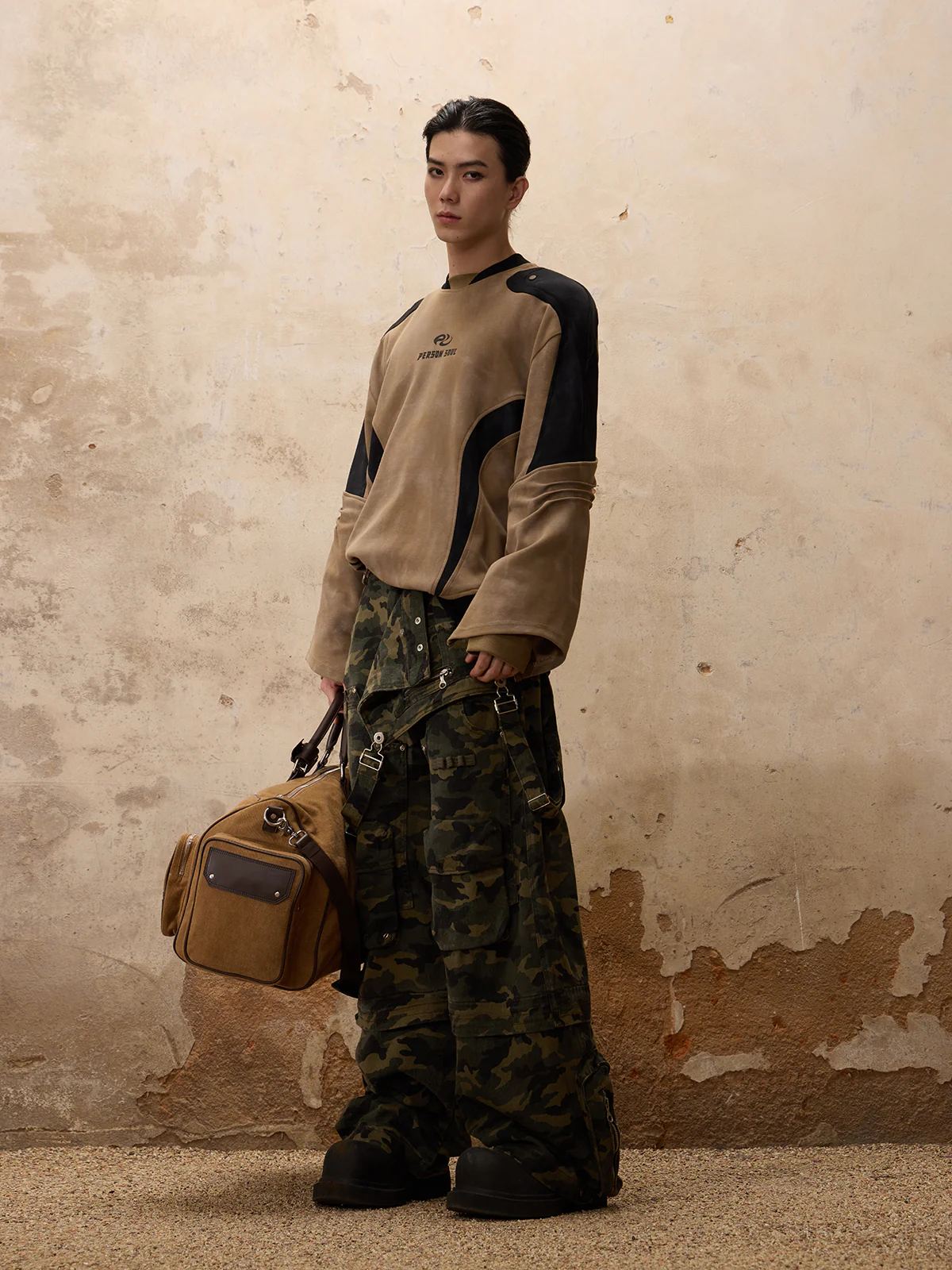 Personsoul Camouflage Overalls with Zip-Off Legs