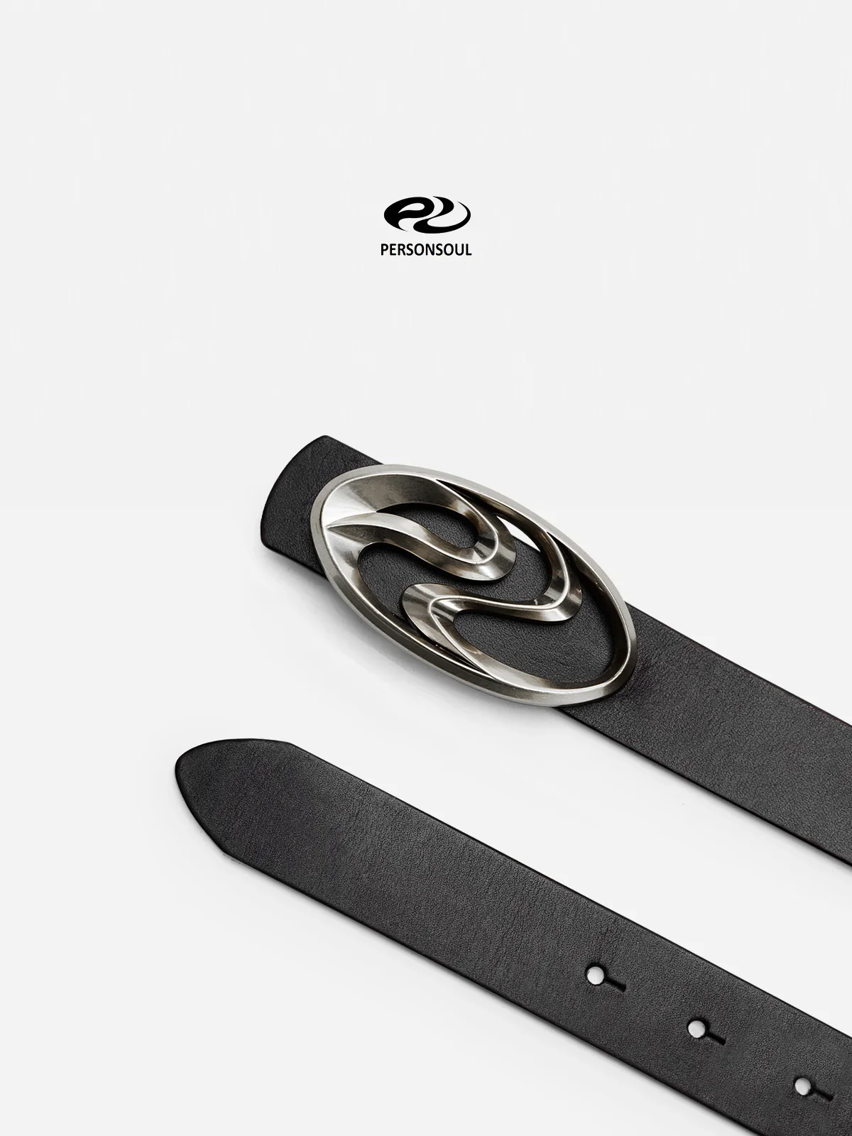Personsoul Logo Silver-Plated Leather Belt