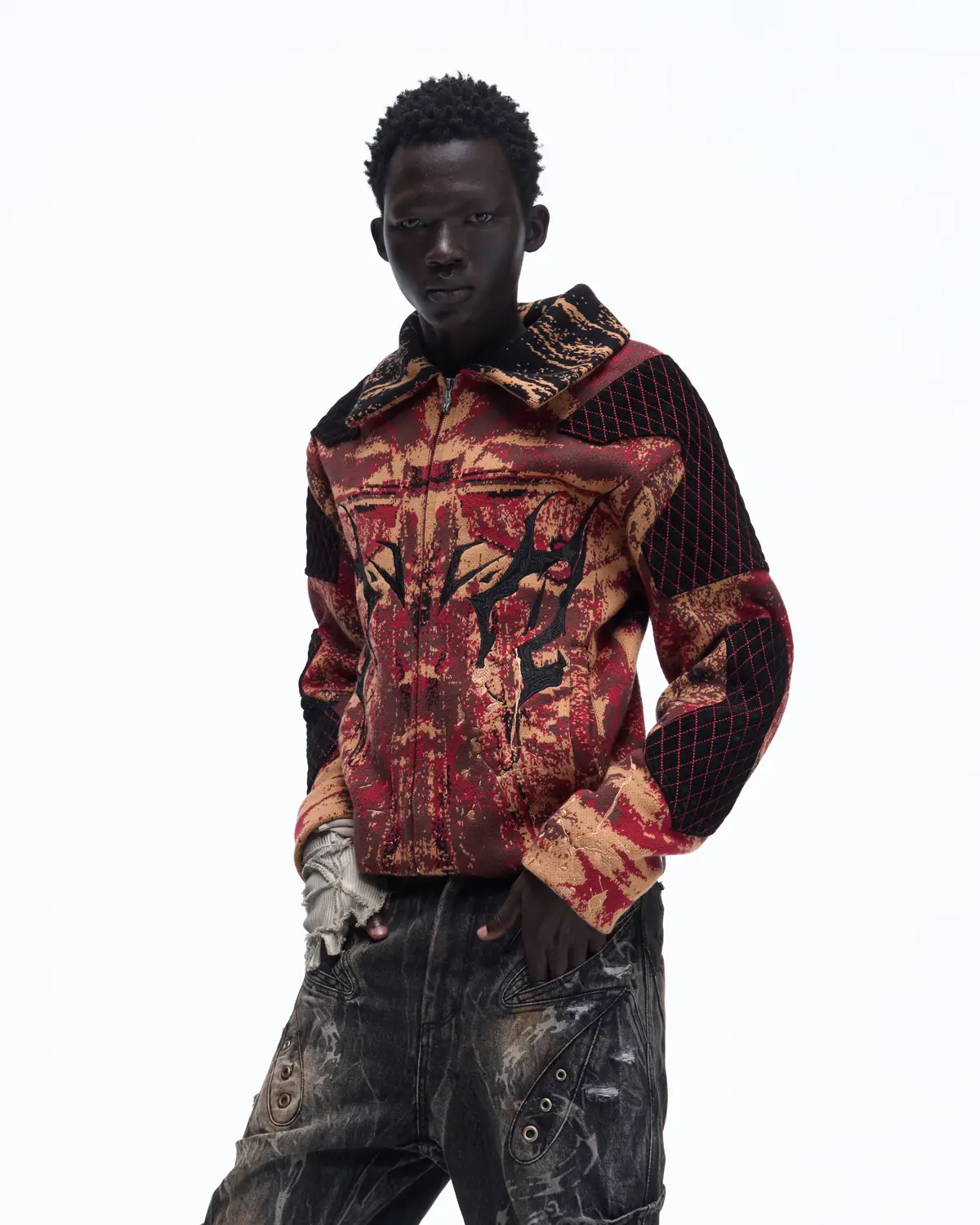 Personsoul Patchwork Knit Jacket