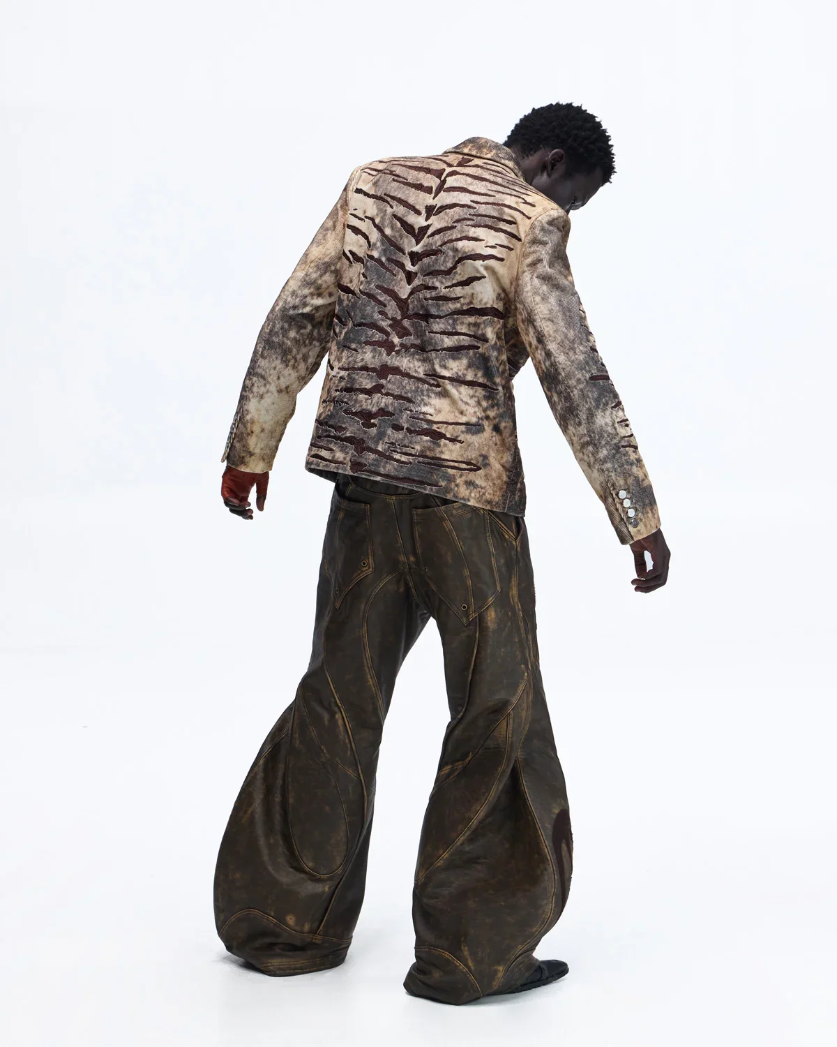 Personsoul Corduroy Tiger Print Blazer