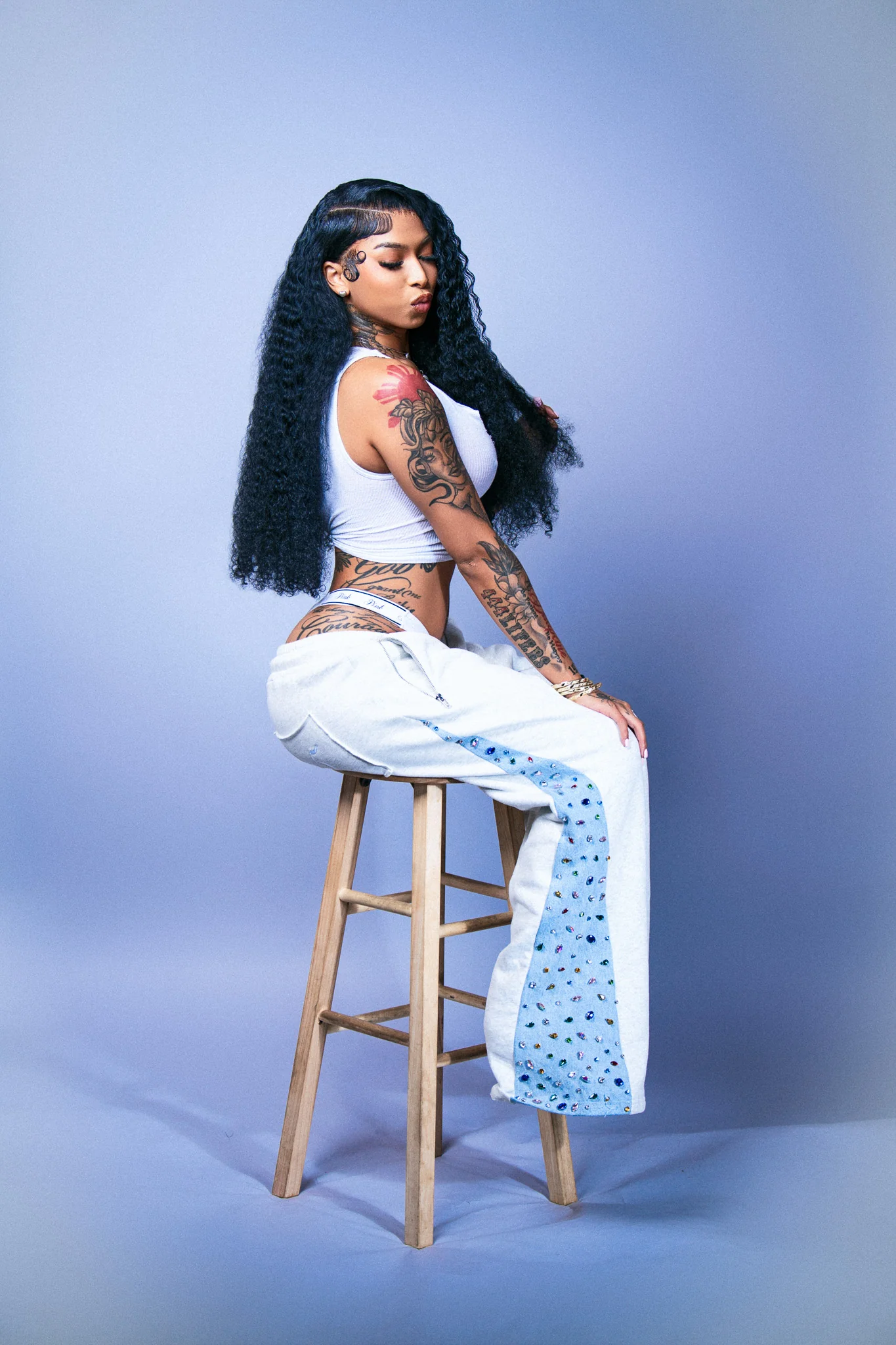 HEATHER DENIM SWEATS