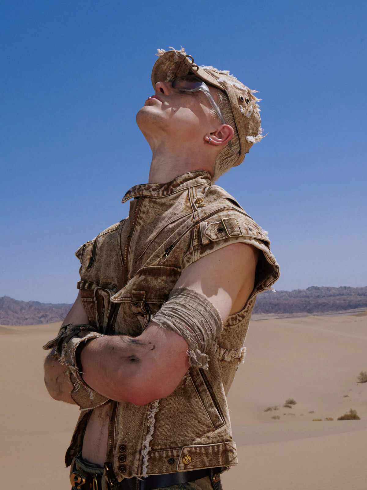 Personsoul Tactical Structure Denim Sleeveless Vest