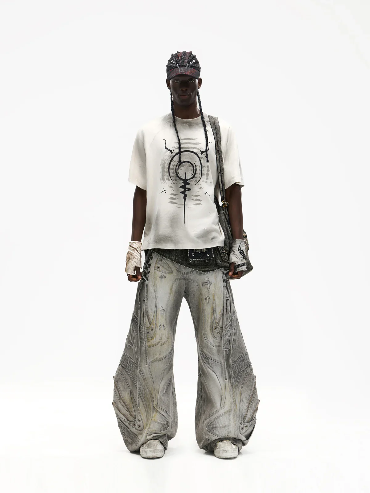 Deconstructed Exaggerated Flared Patchwork Jeans