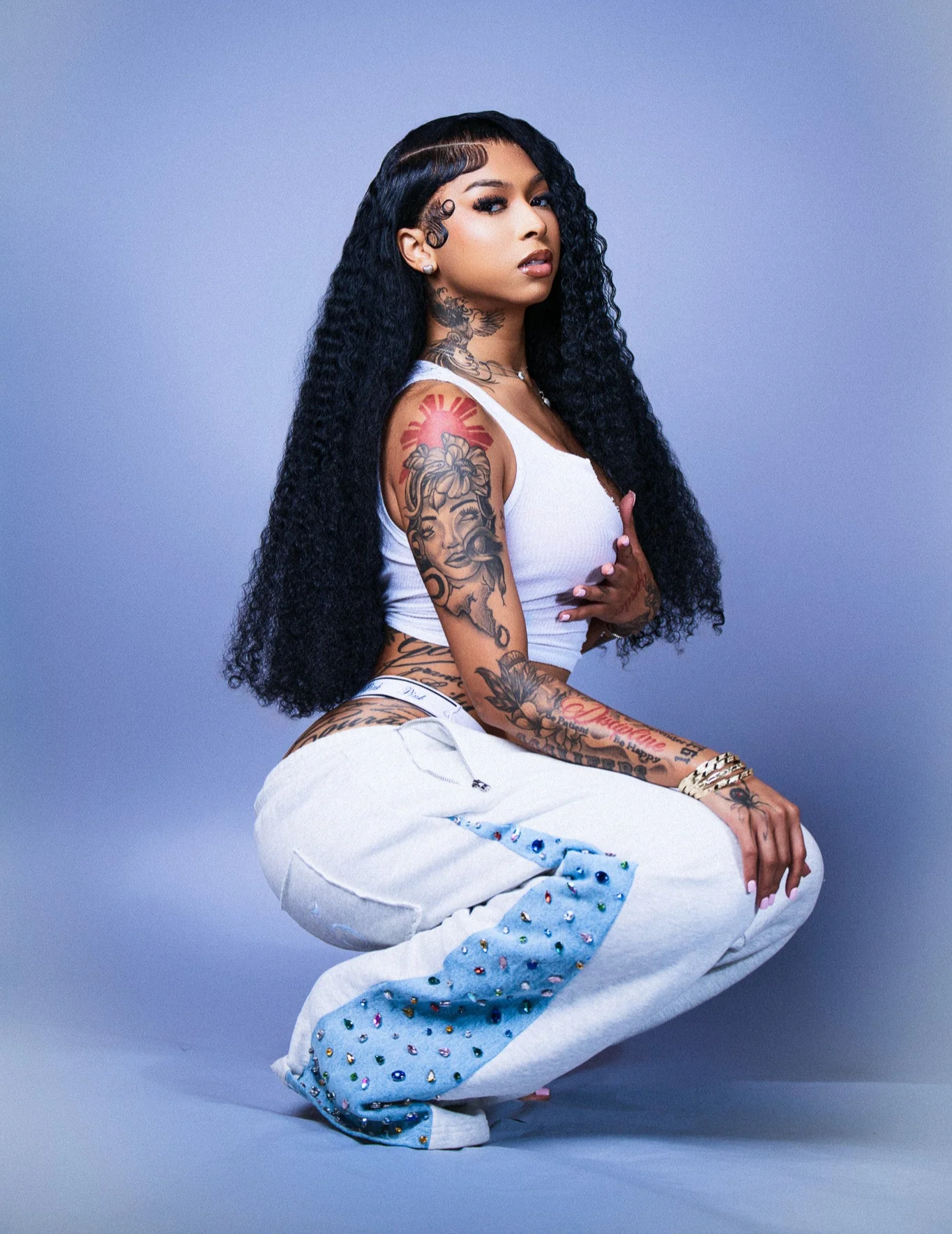 HEATHER DENIM SWEATS