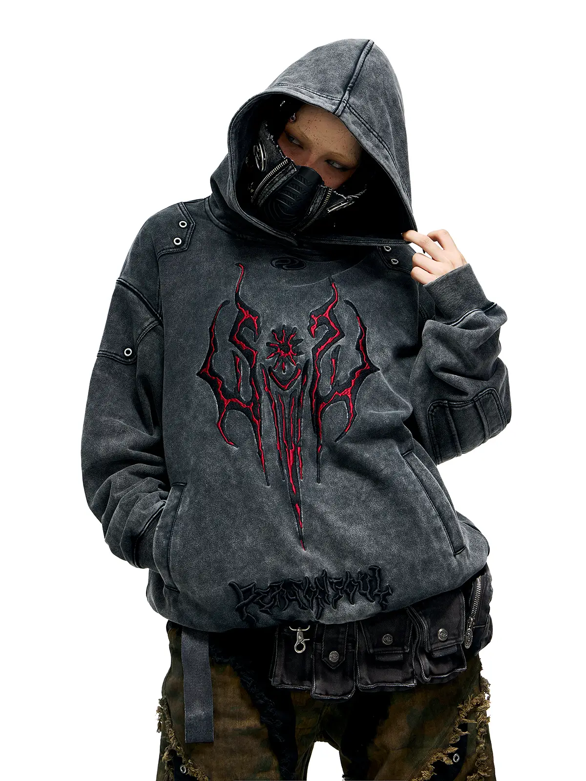 Personsoul Totem Embroidered Washed Hoodie