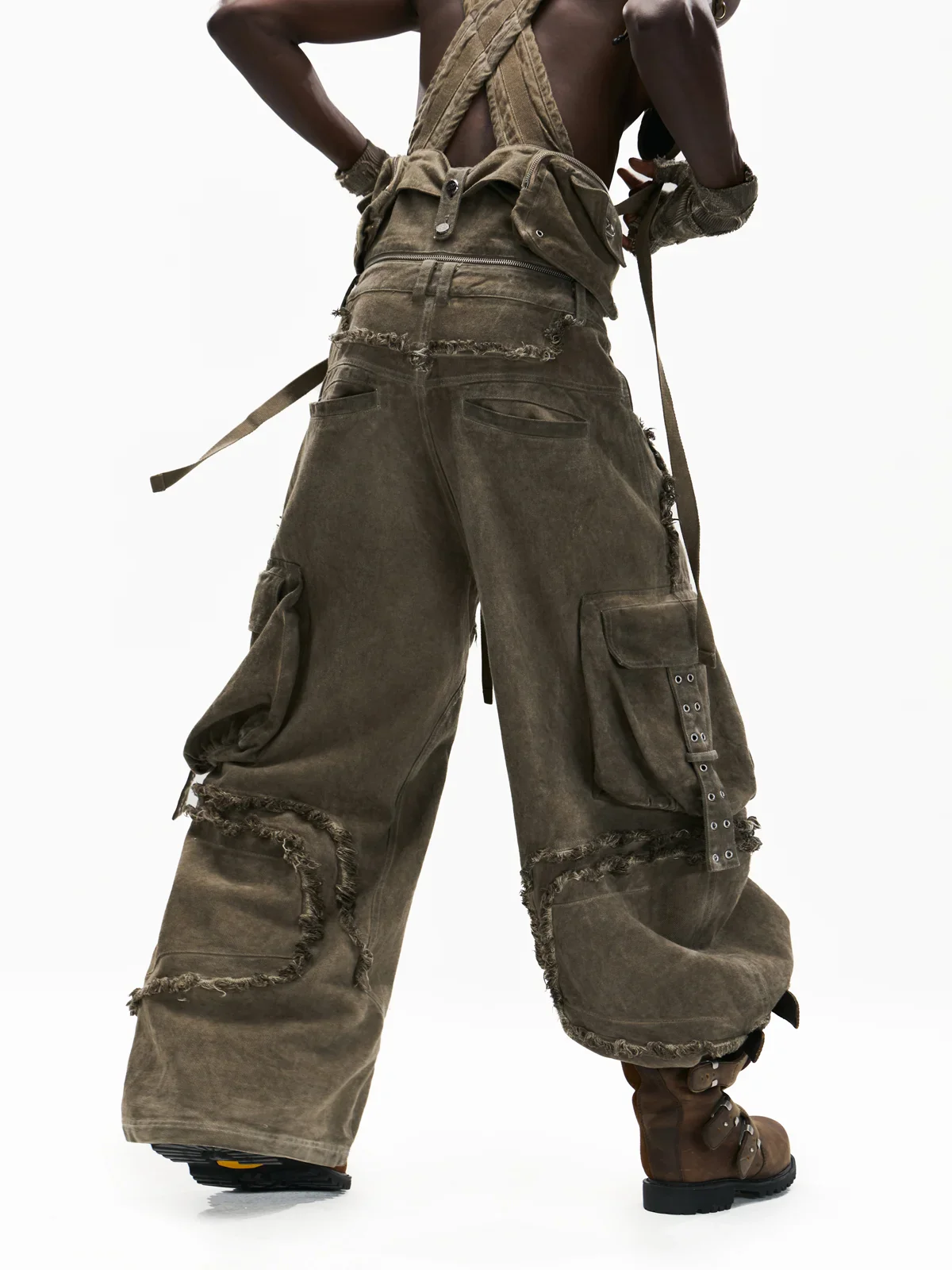 Personsoul Detachable Tactical Distressed Cargo Pants