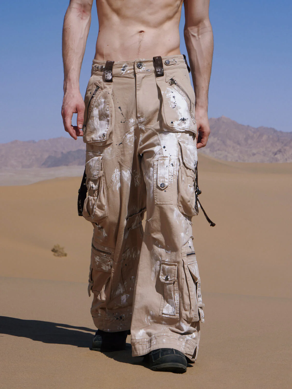 Personsoul Tactical Structure Paint Stains Cargo Pants