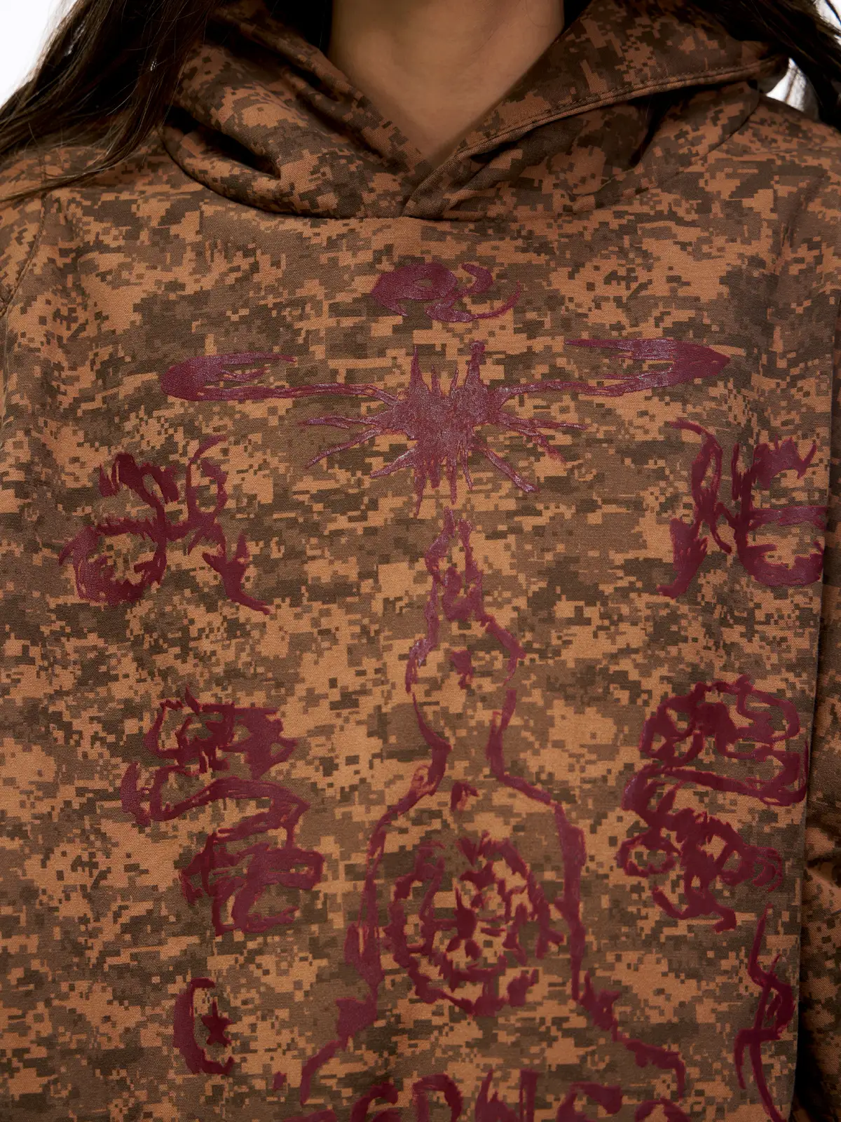 Personsoul Camouflage Totem Cotton Hoodie