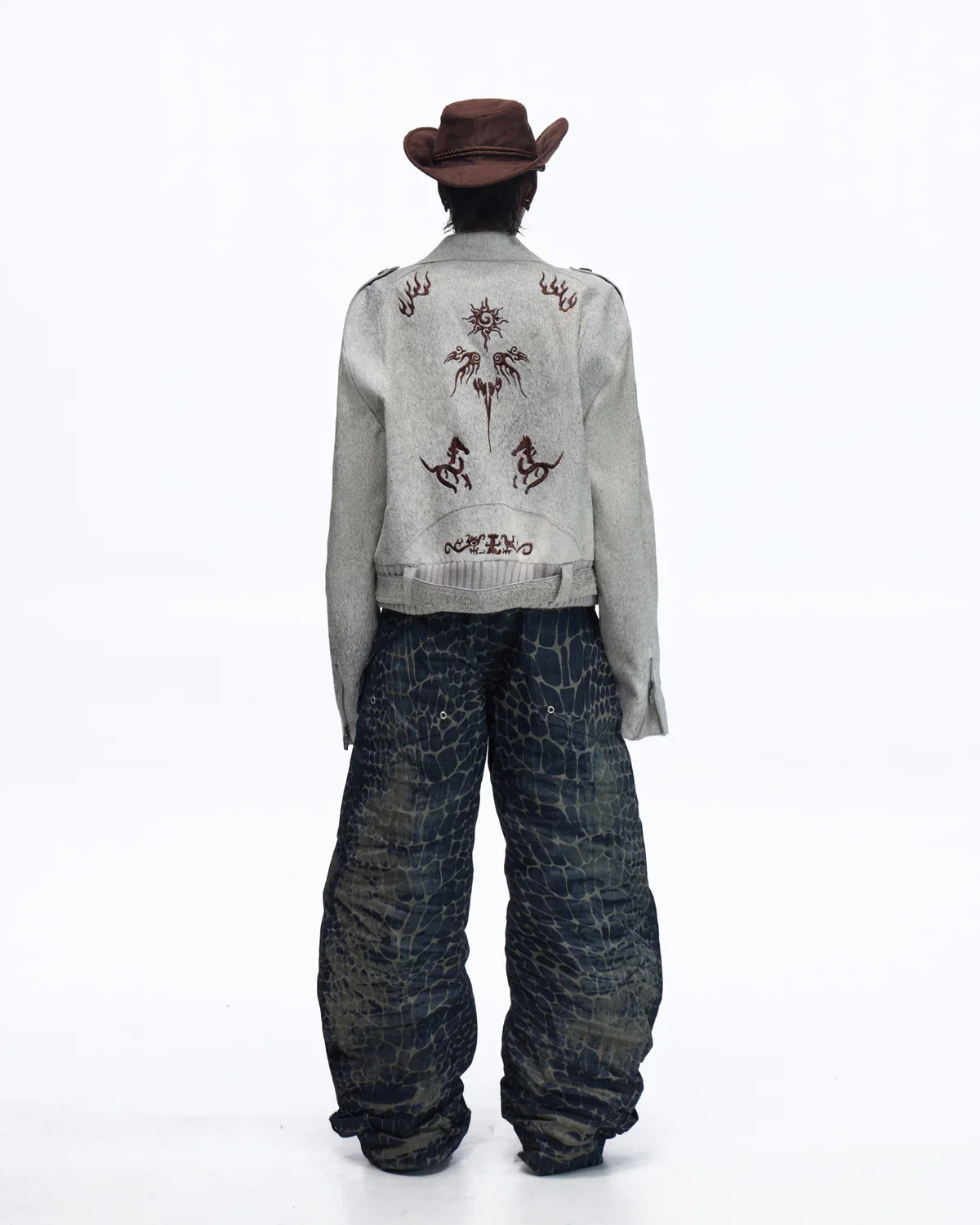 Personsoul Horse-Embroidered Leather Notch Collar Blazer(Limited 100 pieces)