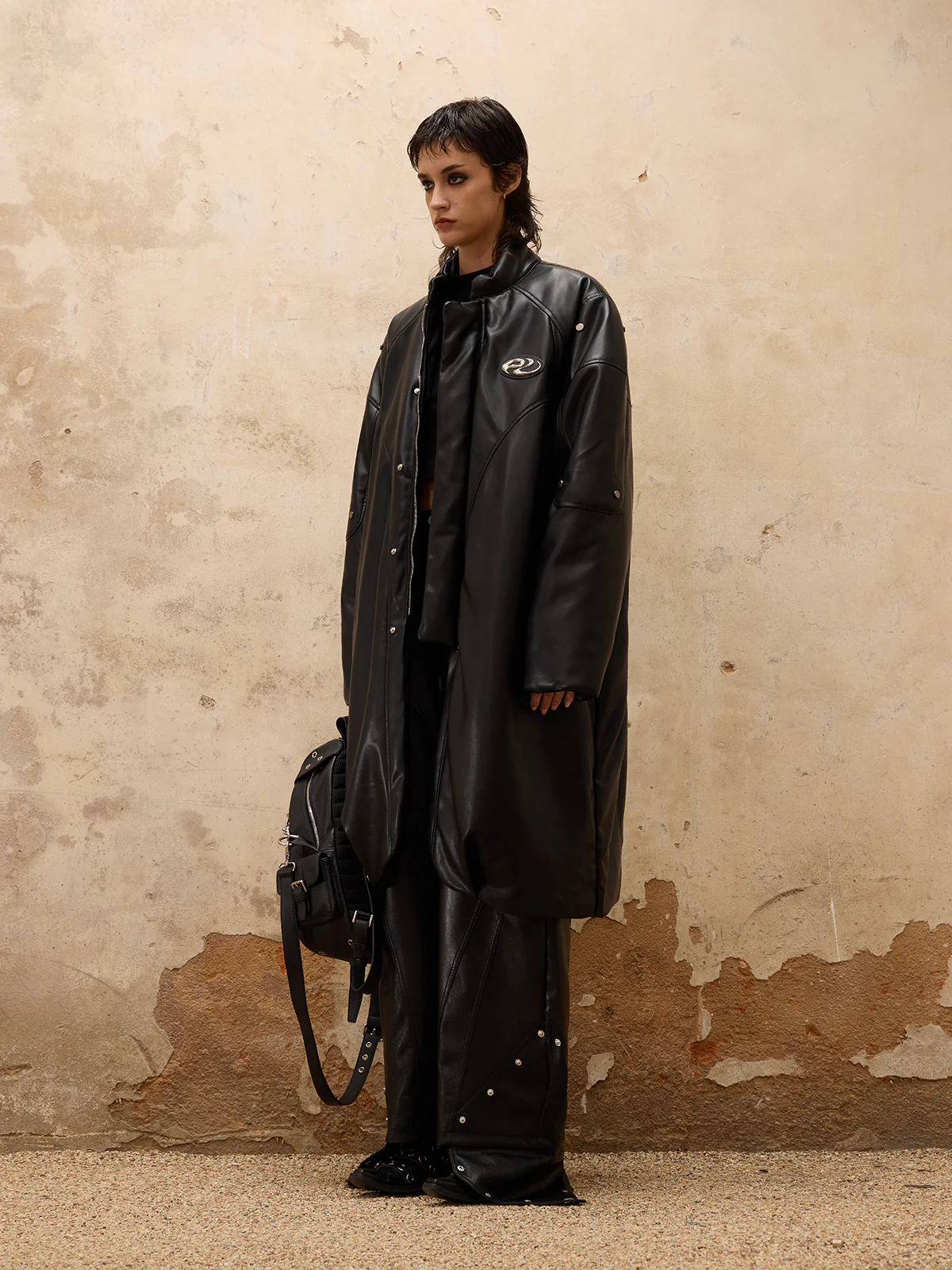 Personsoul Mid Faux-Leather Overcoatse