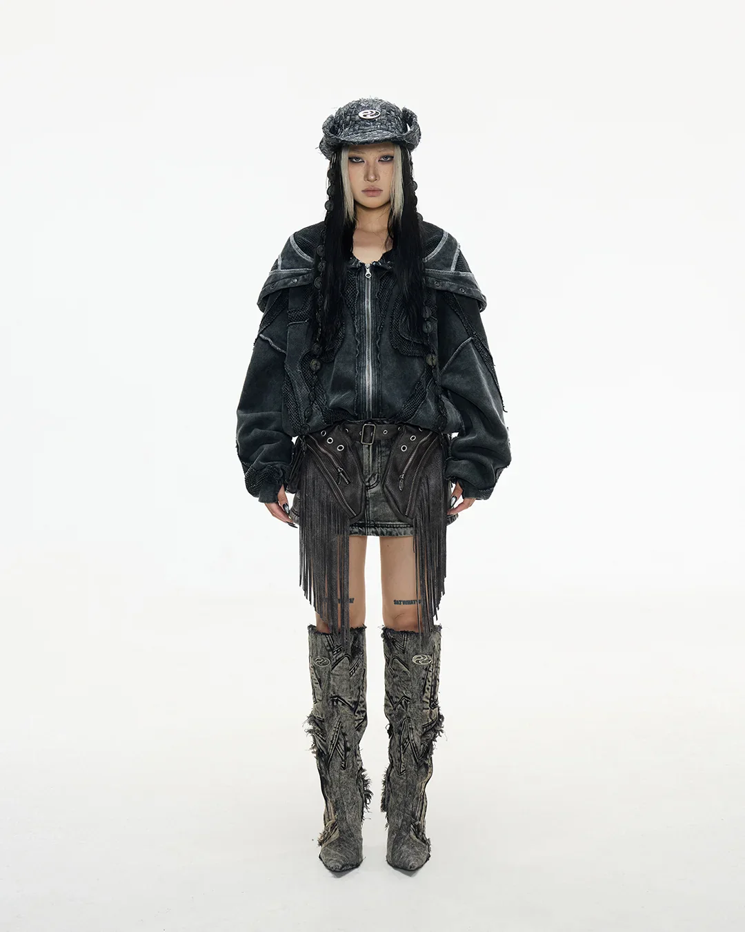 Personsoul Sand Dirty Dye Zip-Up Hoodie