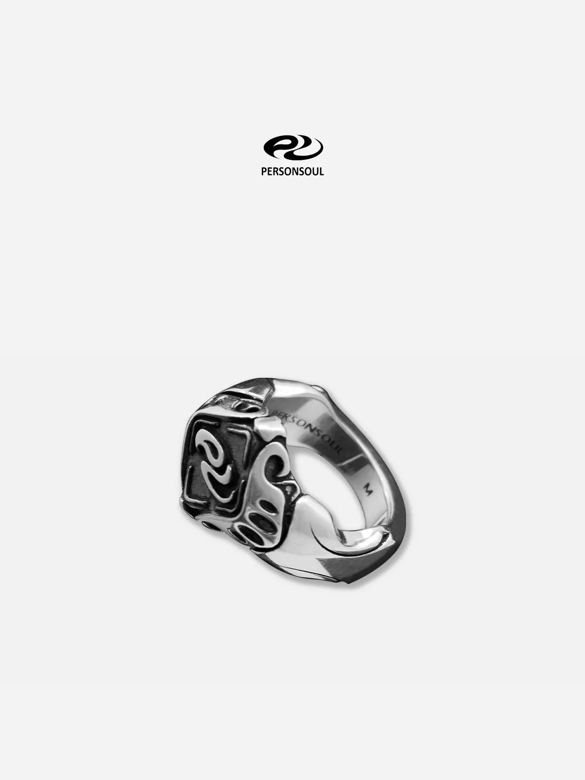 Personsoul Yuan Symbol Signet Silver Ring